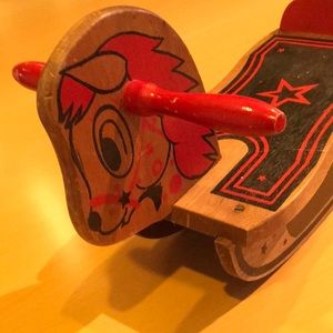 Antique Vintage Rocking Horse Solid Pine, 1940s